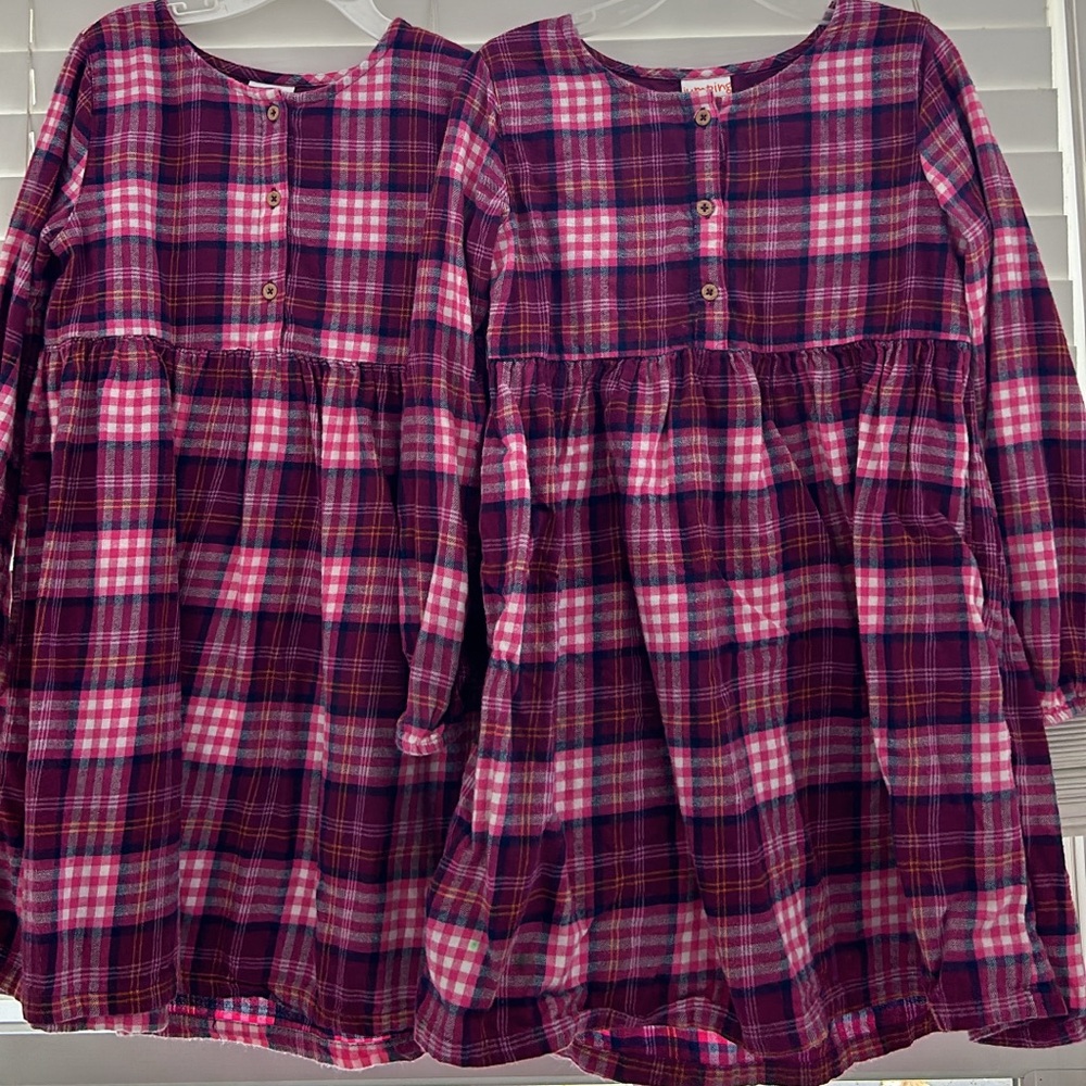 Twin girls Pink and purple plaid babydoll dress #babydoll #plaid